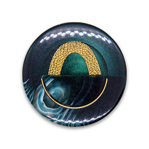 1 3/8" Malachite & Gold Plastic Button
