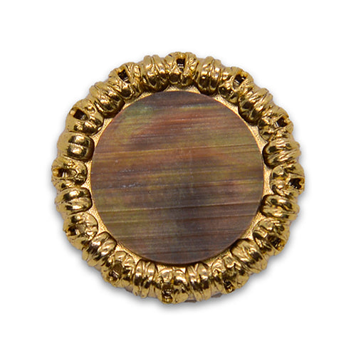 Stoney Moss Brown & Gold Plastic Button