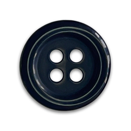 Jet Black 4-Hole Plastic Button (Made in Spain)
