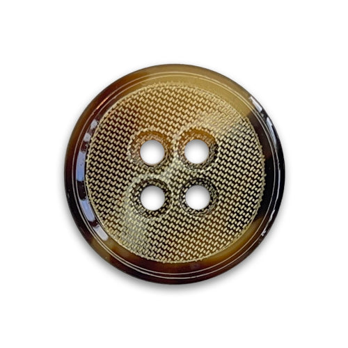 Textured Mock Tortoise 4-Hole Plastic Button (Made in Italy)