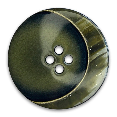 Olive & Gold Crescent Moon 4-Hole Plastic Button (Made in Italy)