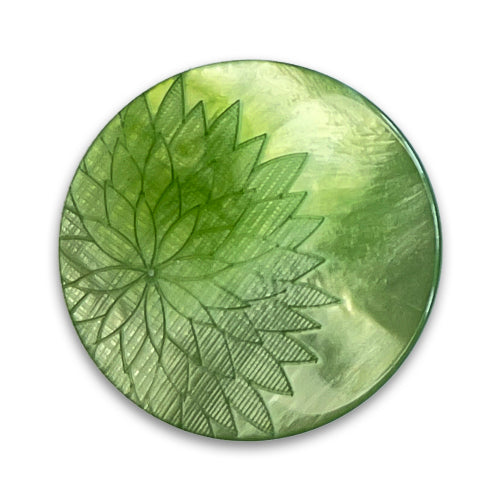 Apple Green Dahlia Flat Plastic Button (Made in Spain)