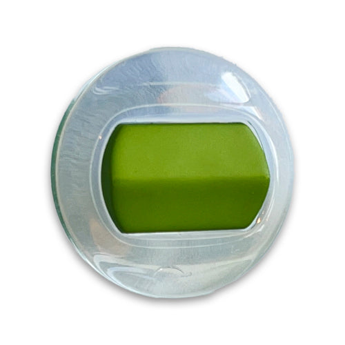 Seaweed Green & White Rounded Rectangle Plastic Button (Made in Spain)
