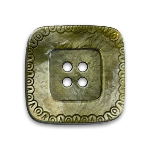 Sweet Olive Mock Shell Square 4-Hole Plastic Button (Made in Italy)