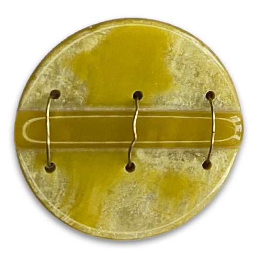 Aged Mustard & Gold Amulet Plastic Button (Made in Italy)