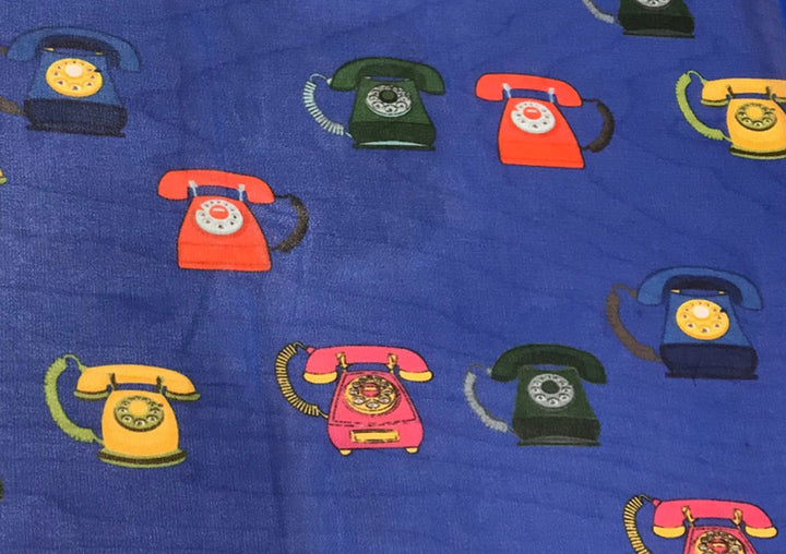 Rainbow & Royal Blue Retro Dial Phones Polyester Chiffon (Made in Italy)