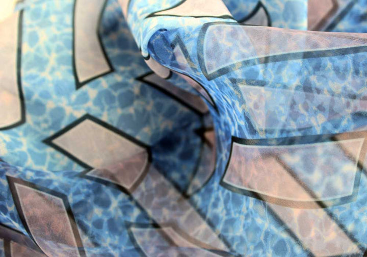 Opening Ceremony Cool Blue Pool Two-Ply Polyester Chiffon Plus