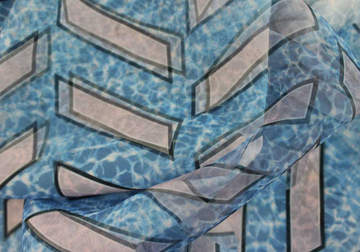 Opening Ceremony Cool Blue Pool Two-Ply Polyester Chiffon Plus