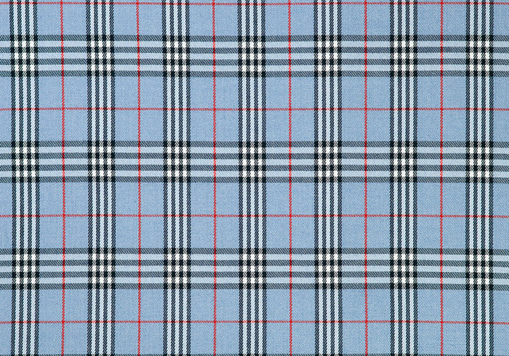 Brushed Powder Blue Plaid Stretch Polyester Twill Suiting (Made in Italy)