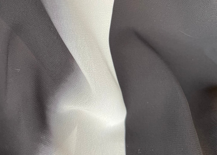 Designer Soft Black & Silk White Feathered Stripes Polyester Georgette