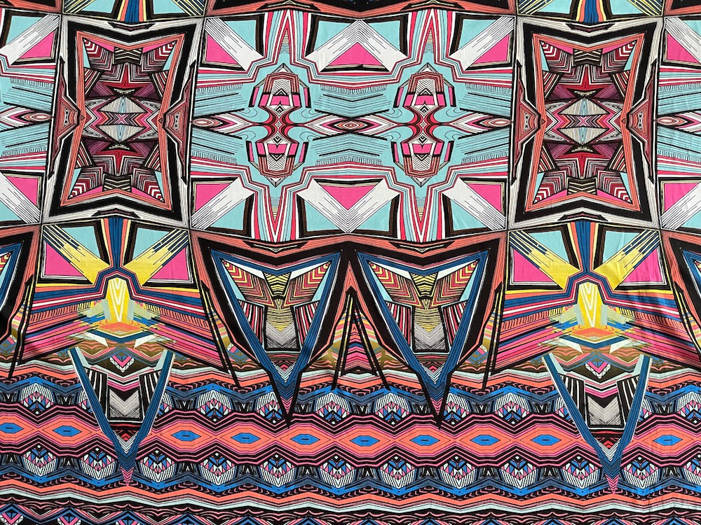 47" Panel - Parakian Mayan Art Deco Polyester Chiffon (Made in Italy)