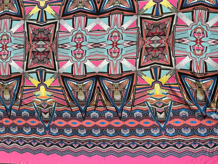 47" Panel - Parakian Mayan Art Deco Polyester Chiffon (Made in Italy)