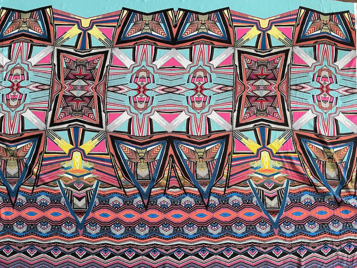 47" Panel - Parakian Mayan Art Deco Polyester Chiffon (Made in Italy)