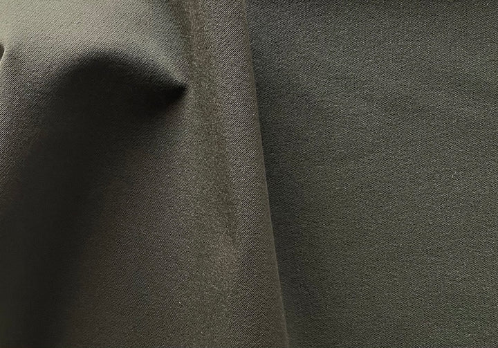 Dark Olive Water-Resistant Stretch Polyester Blend Calvary Twill  (Made in Italy)