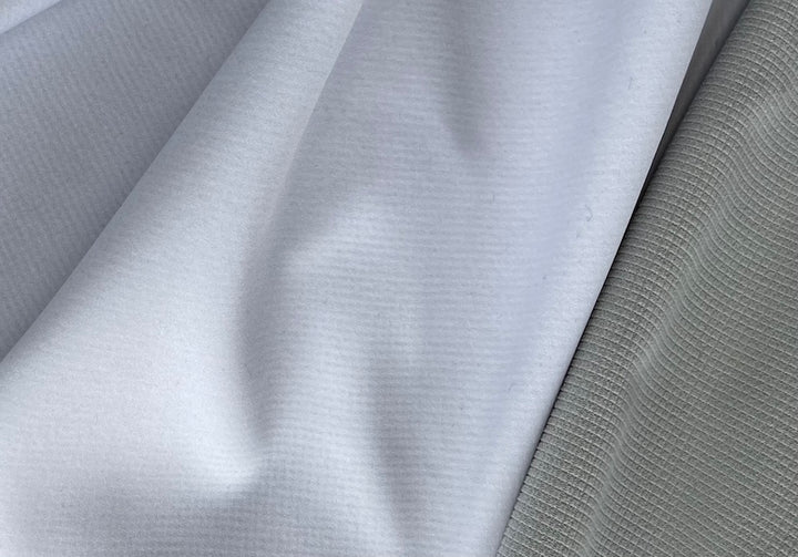 Ultra White & Amphibian Grey Waterproof  Stretch Technical Polyester Blend