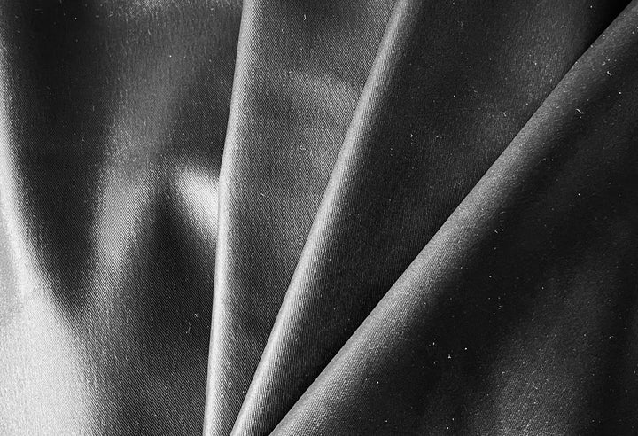 Couture Slick & Sleek Black Stretch Nylon Blend Satin (Made in Italy)