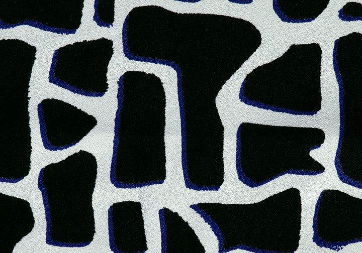 Puzzling Brilliant Blue & Black Geometric Viscose Georgette (Made in Italy)