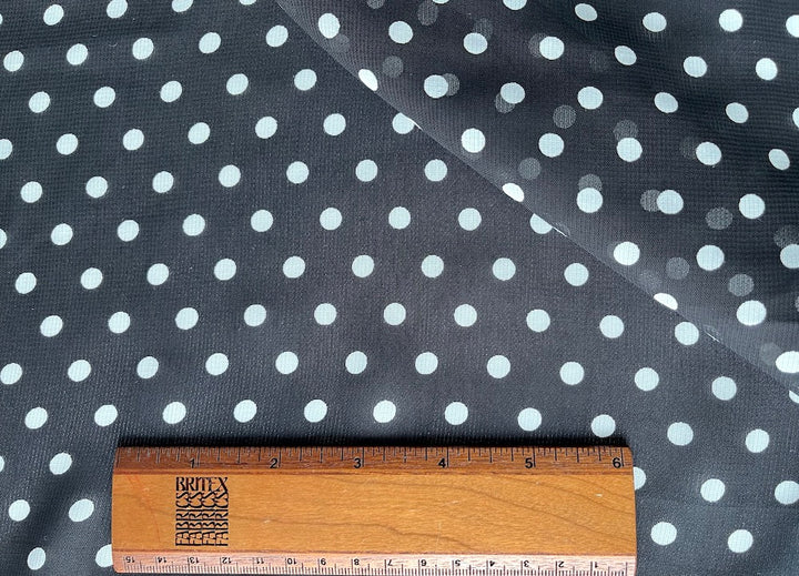 Semi-Sheer Flirty Black & White Polka Dotted Viscose (Made in Italy)
