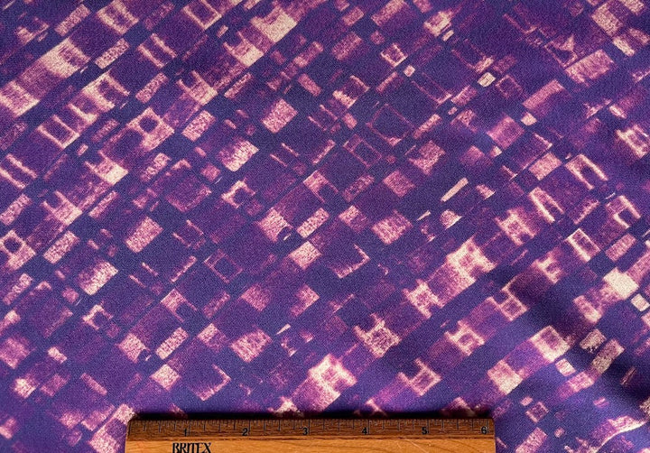 Geometric Amethyst Squared Viscose Crepe (Made in Italy)