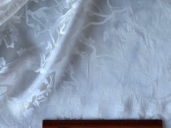 Cloud White Jacquard Viscose Crepe-Back Satin (Made in Italy)