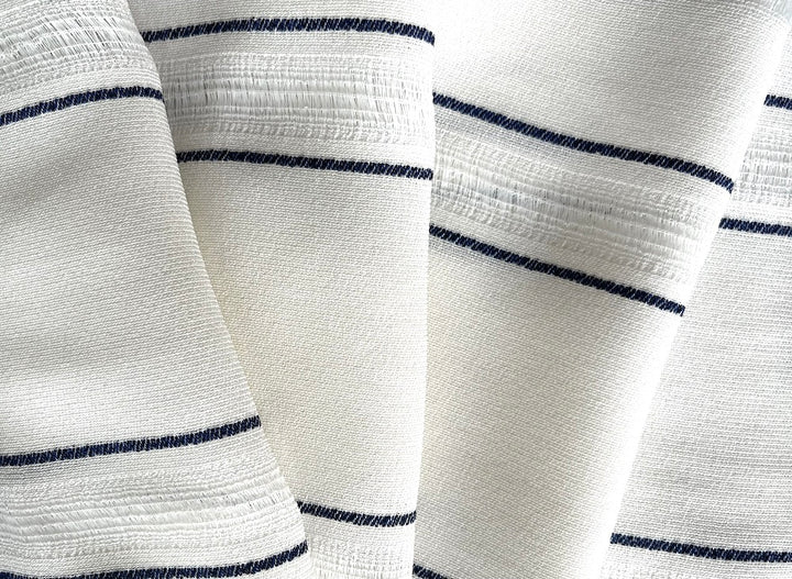 High-End Variegated Weave Midnight Blues Striped Viscose Blend (Made in Italy)
