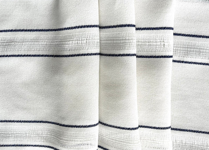 High-End Variegated Weave Midnight Blues Striped Viscose Blend (Made in Italy)