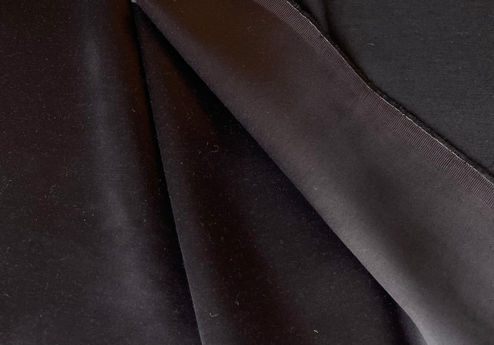 Drapey Coal Black Viscose Satin Faille (Made in Italy)