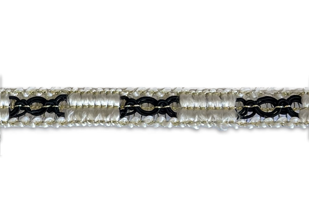 3/8" Black & Gold Metallic Braided Trim (Made in USA)