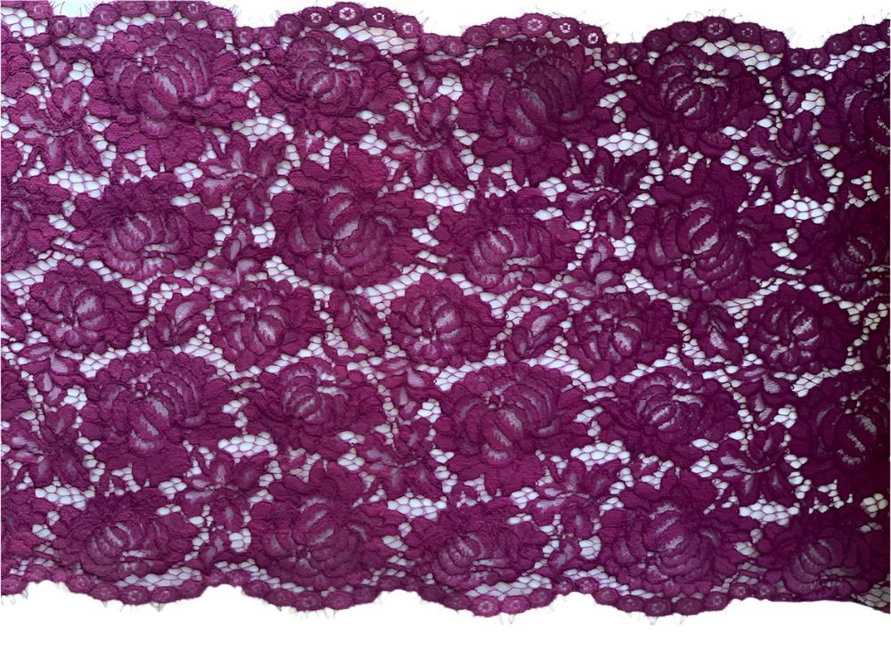 Solstiss Corded Boysenberry Alençon Lace Trim (Made in France)