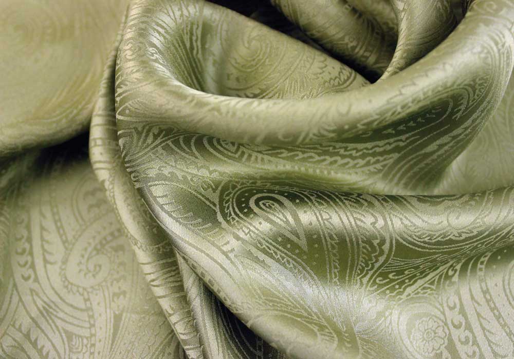 Elegant Sage Green Paisley Silk Jacquard