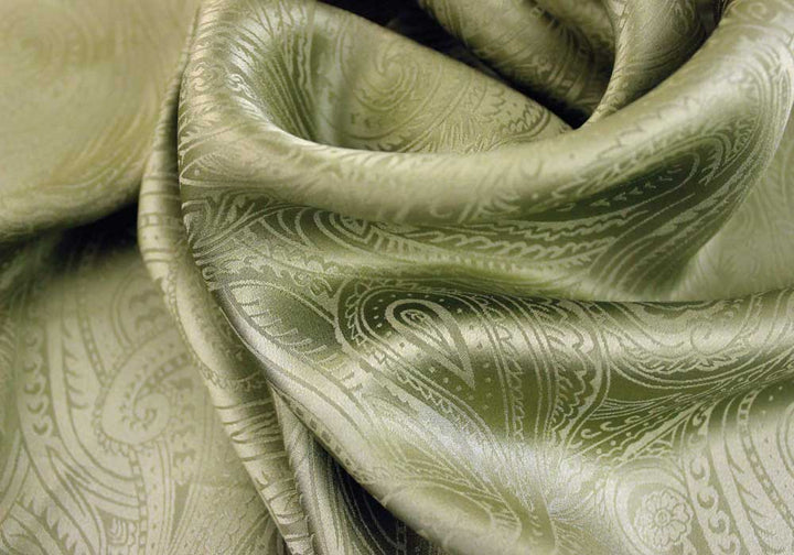 Elegant Sage Green Paisley Silk Jacquard