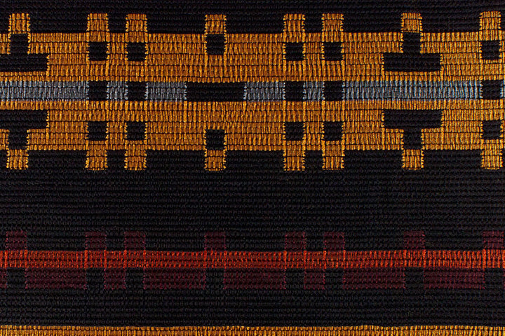 Dramatic Woven Copper & Black Geometric Stripe Silk Blend (Made in Italy)