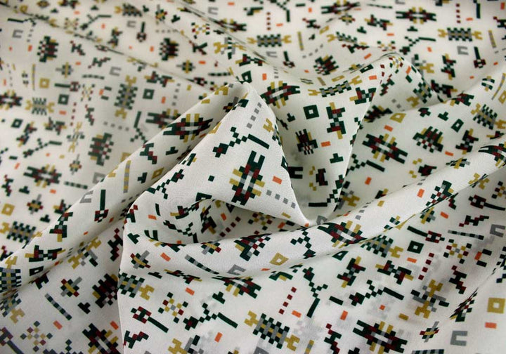 Fern Green Pixelated Minecraft Forest Silk Crepe De Chine