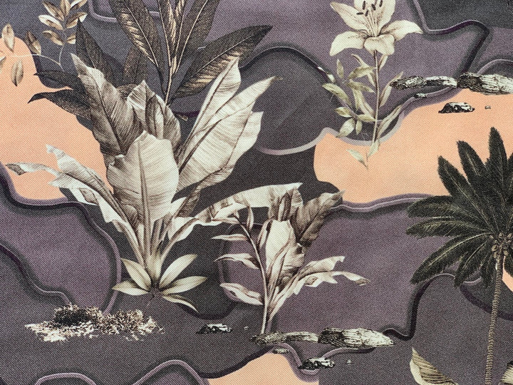 Art Deco-Inspired Muted Tropical Silk Twill (Made in Italy)