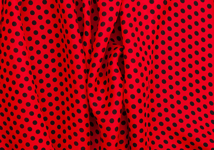 Designer Crimson Dotted Silk Georgette (Made in Italy)