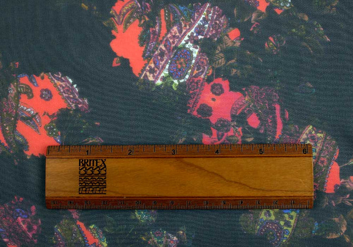 Jeweled Translucent Paisley Floral Silk Chiffon