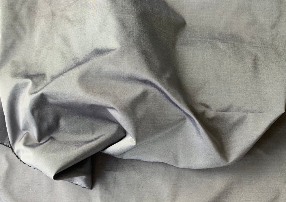 Silvery Smoke Grey Silk Taffeta