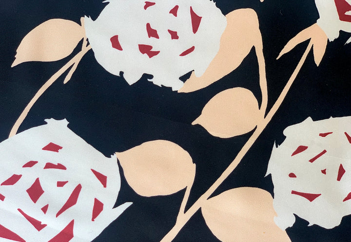 Parosh Peach Blush & Ruby Peonies Silk Twill (Made in Italy)