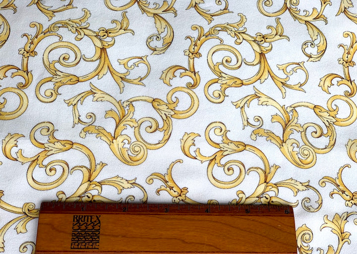 Golden Baroque-style Silk Crepe De Chine (Made in Italy)