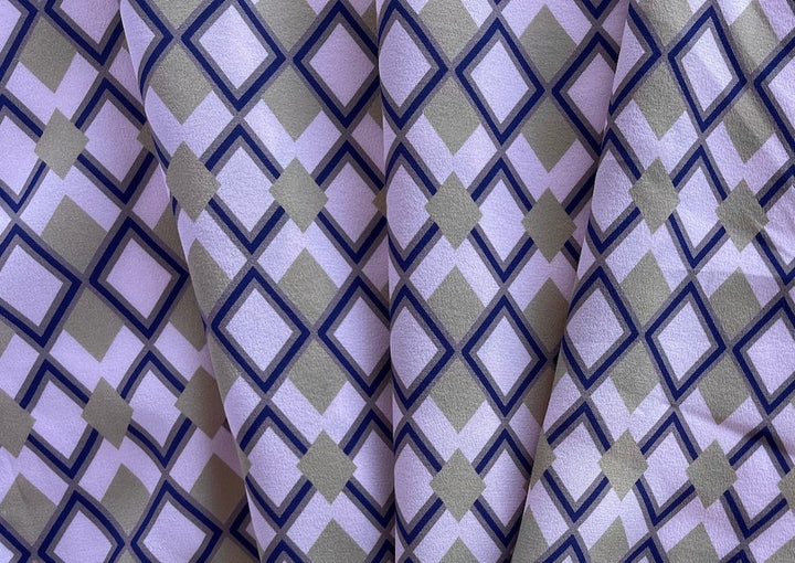 Ungaro Lavender Infused Rose Art Deco Silk Crepe (Made in Italy)