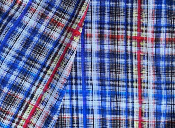 Dynamic Summery Plaid Silk Charmeuse (Made in Italy)