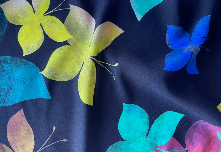 Philipp Plein Montaggio Burnished Butterflies Stretch Matte Silk Satin Charmeuse (Made in Italy)