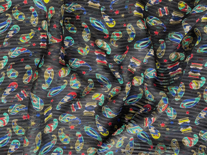 Indigenous Paisley & Stars Silk Jacquard Chiffon (Made in Italy)