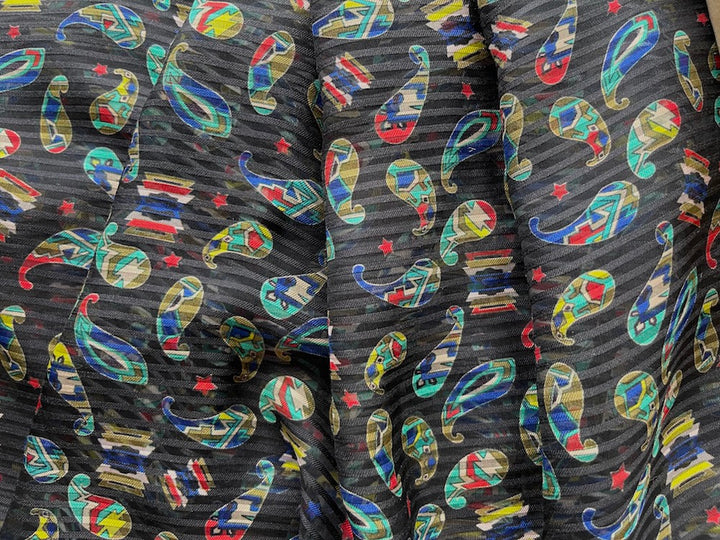 Indigenous Paisley & Stars Silk Jacquard Chiffon (Made in Italy)