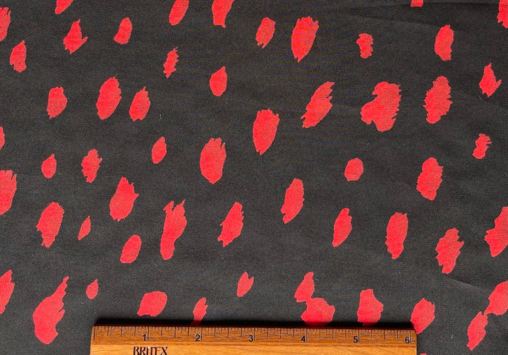 Cherry Red Organically-Shaped Dots Silk Georgette (Made in Italy)