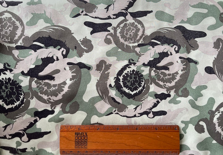 Versace Versatile Seaweed Green Camo Silk Crepe (Made in Italy)