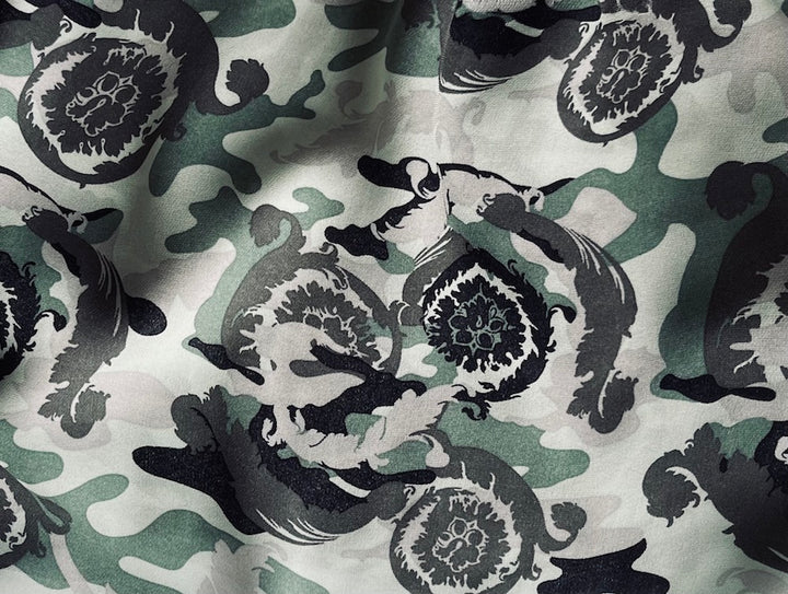 Versace Versatile Seaweed Green Camo Silk Crepe (Made in Italy)