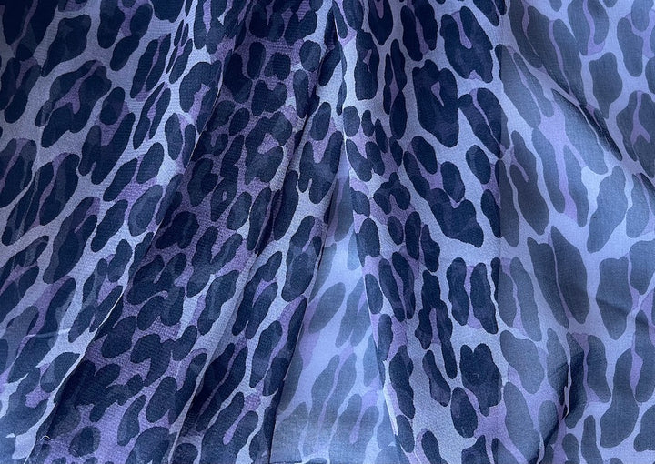 Semi-Sheer Amusing Royal Purple Leopard Silk Chiffon