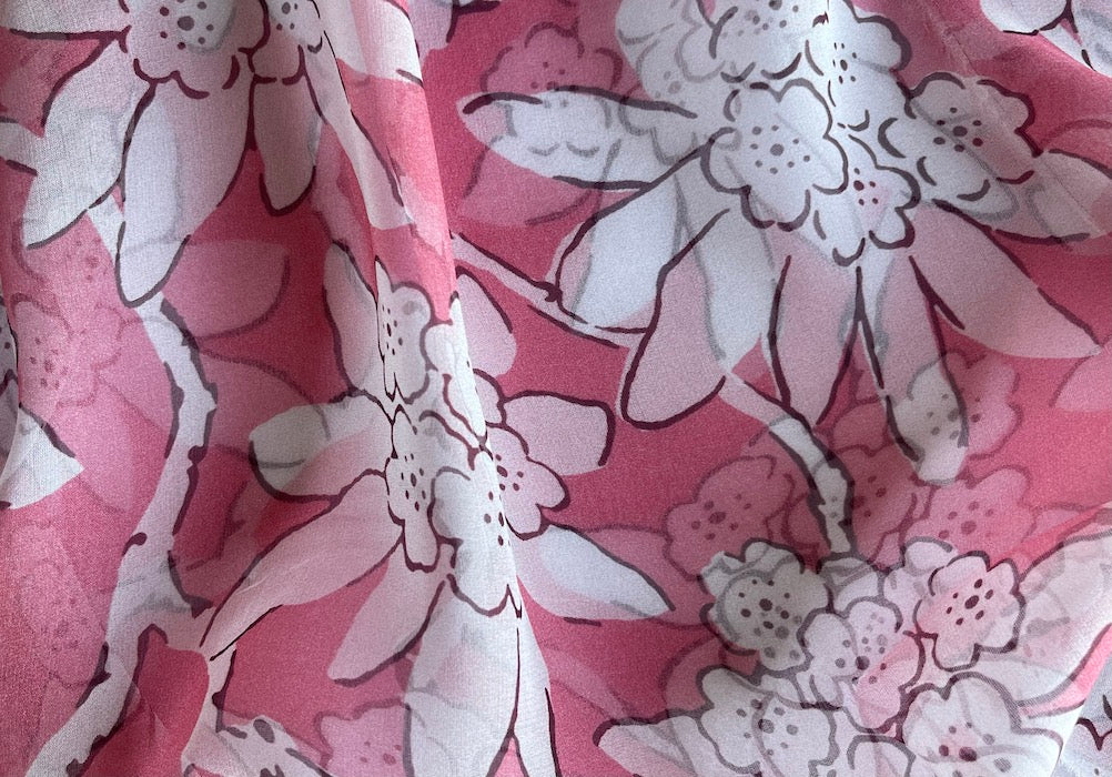 Silk fabric, Valentino Sheer Lemonade Pink Floral Silk Chiffon (Made in  Italy) – Britex Fabrics