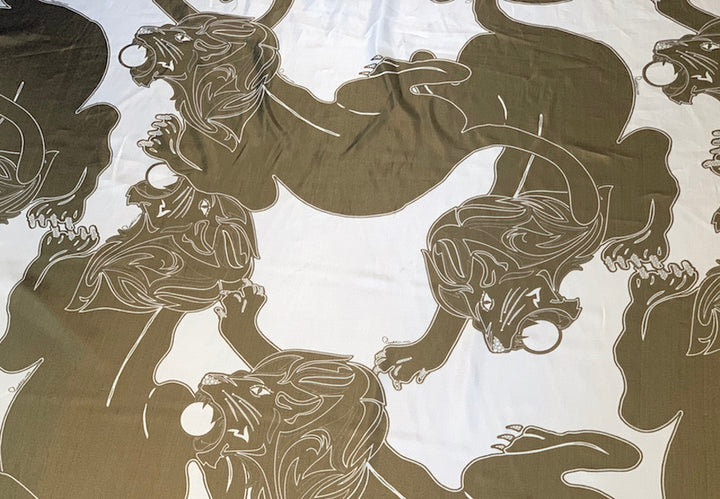 Stunning Signature "Cavalli Class" Bronze Lions  Silk & Lurex Lamé Georgette (Made in Italy)